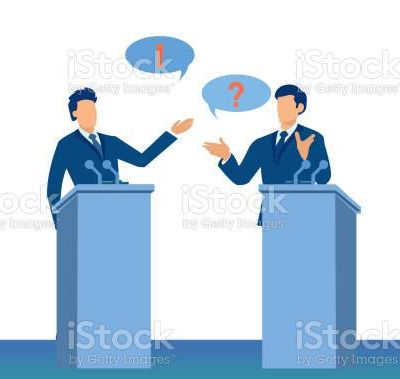 Vector of two political leaders, two men debating