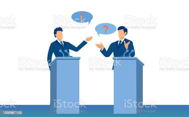 Vector of two political leaders, two men debating