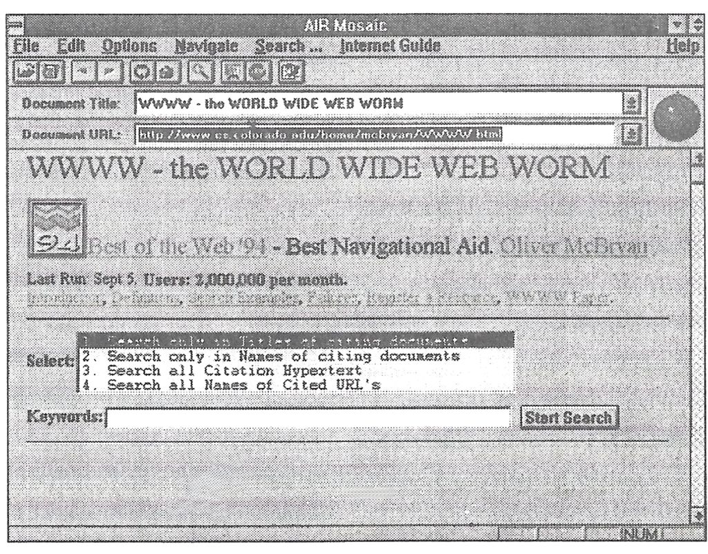 Mosaic, la aplicación cliente desarrollada por el National Center for Supercomputing Applications (NCSA)