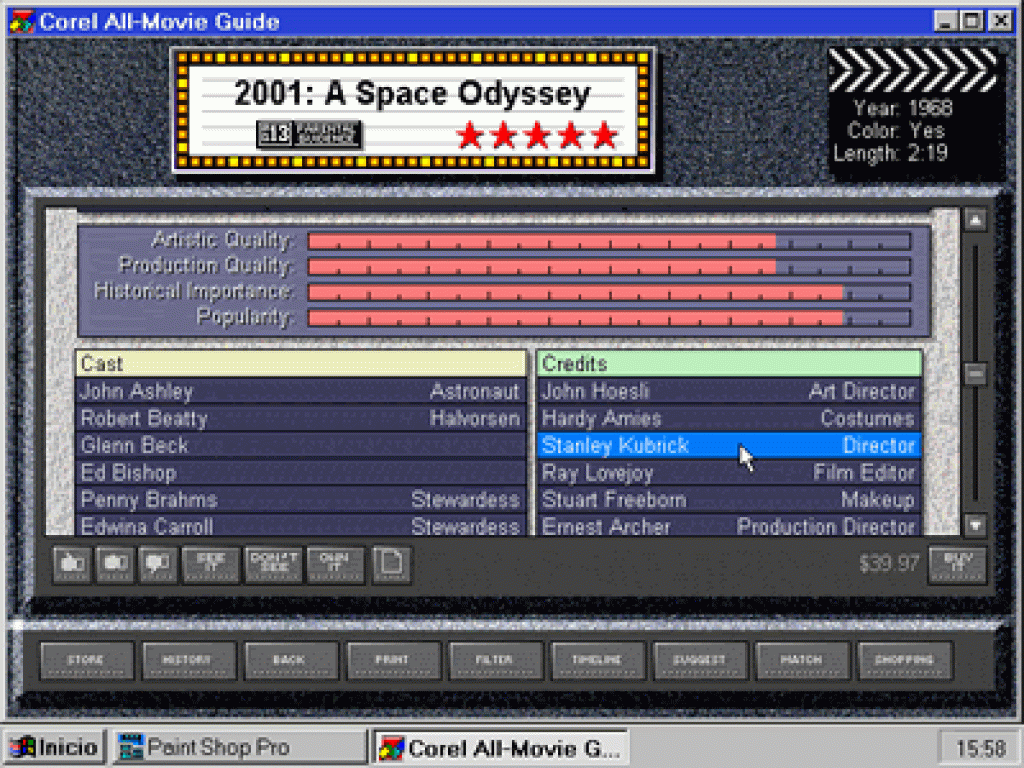 Parte de la ficha de una película con la ventana ampliada .