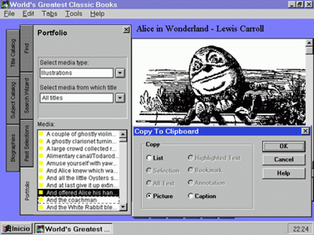 Alicia en el país de las maravillas, de Lewis Carroll.