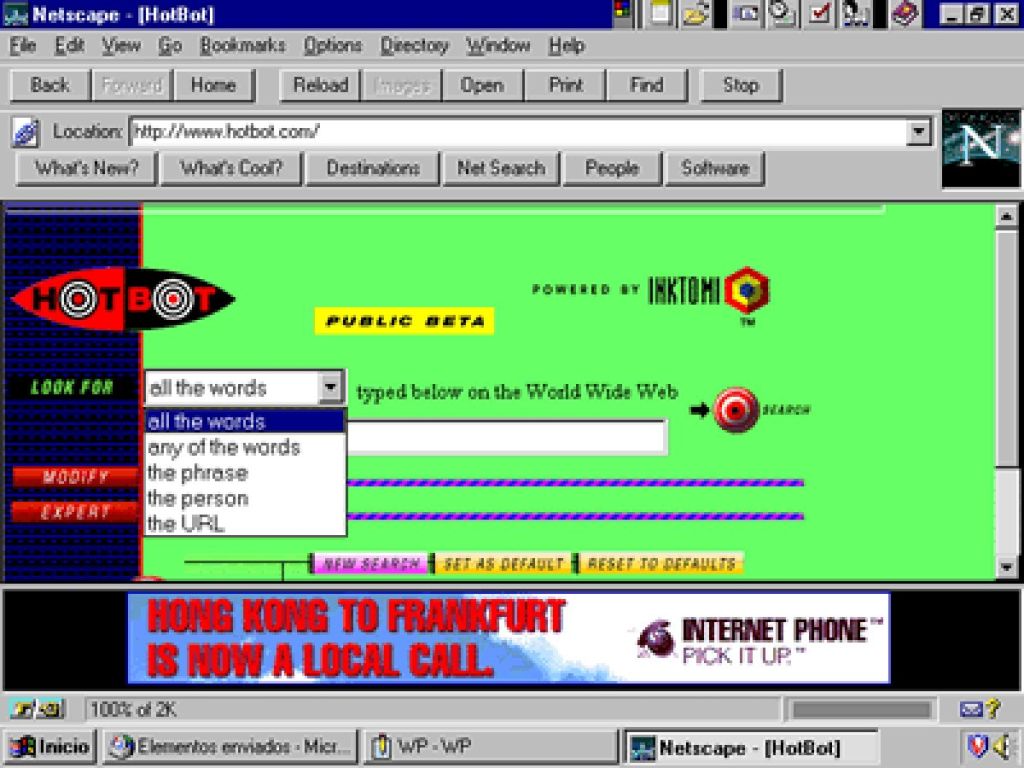 HotBot, uno de los últimos buscadores qe han aparecido en Internet