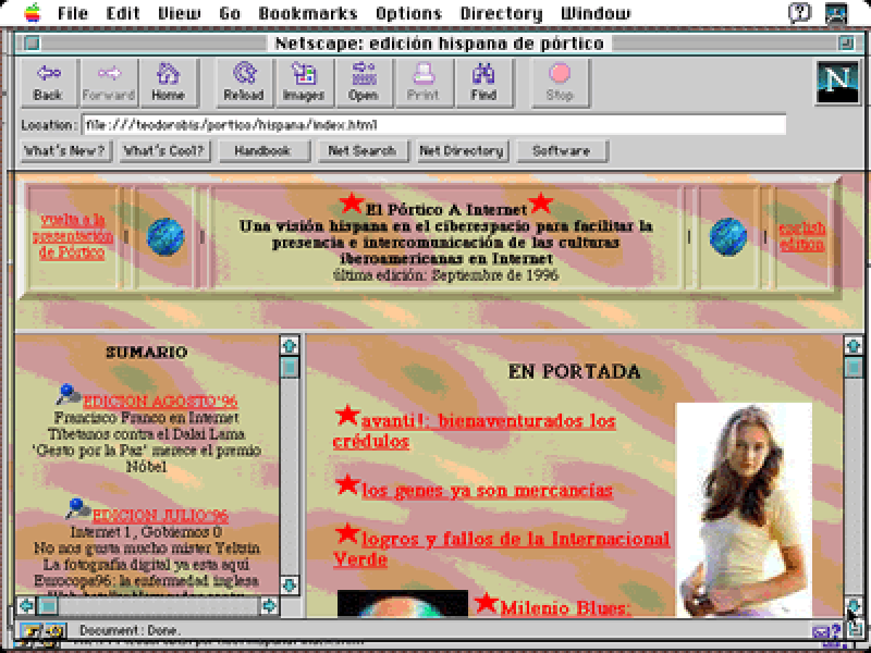 Portada del web Pórtico a Internet