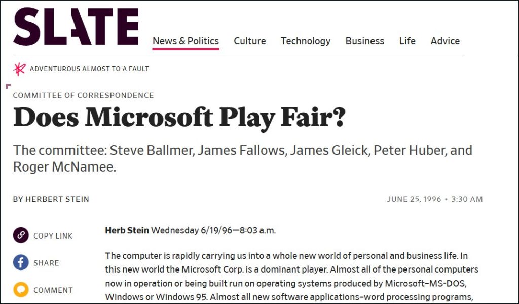 Artículo "Does Microsoft play fair?"