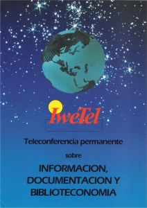 Primera cara del tríptico A4 diseñado por Swets & Zeitlinger, en Lisse, Holanda, para promocionar la lista de correo IweTel en 1993.