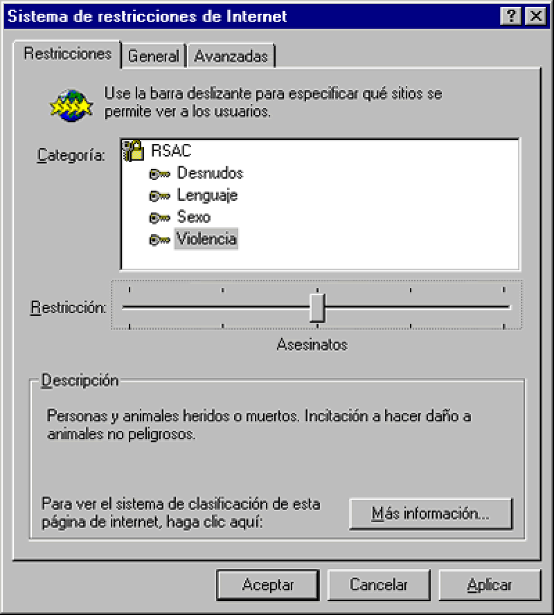 PICS para restringir determinados accesos en Internet