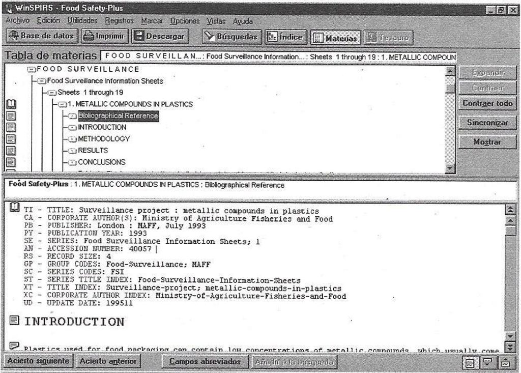 El índice de materias en las bases de datos a texto completo