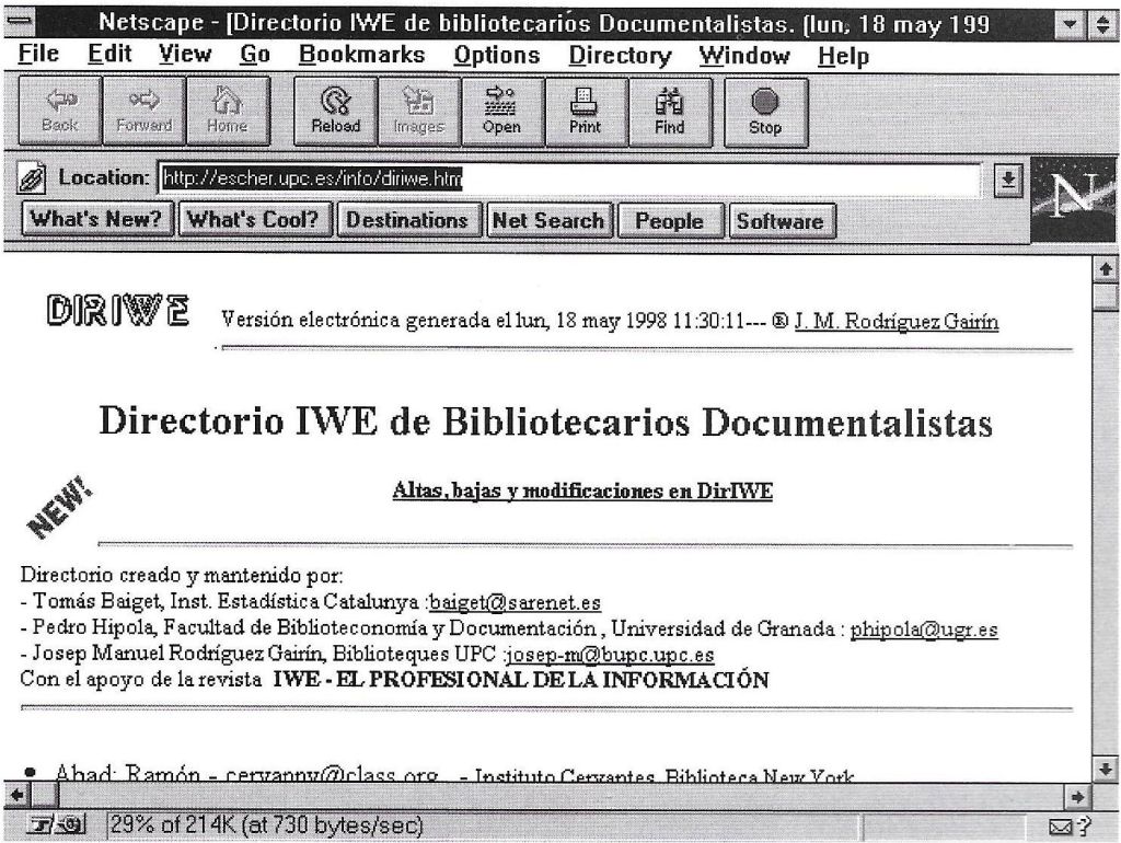 DirlWE: directorio de correo-e de los profesionales de habla hispana