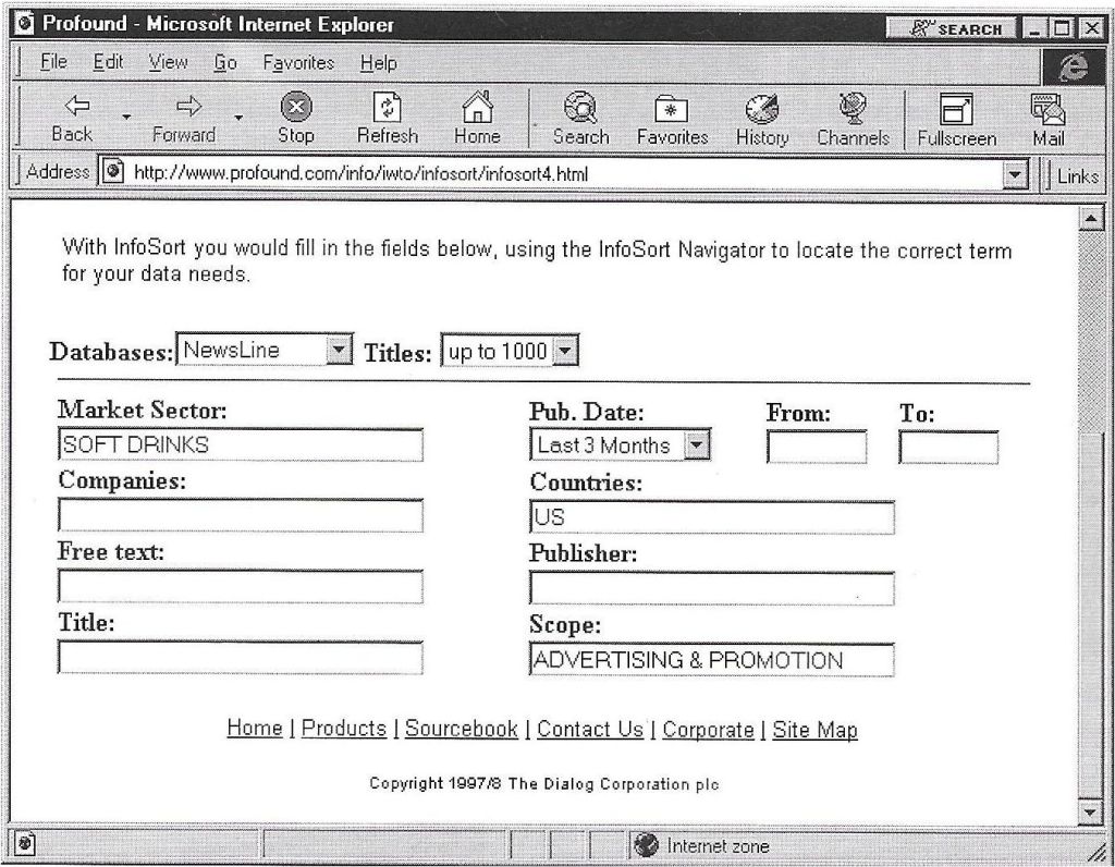 Ejemplo de pantalla de búsqueda en InfoSort.